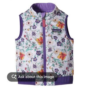 Patagonia Toddler REVERSIBLE PUFFBALL VEST Purple / Flowers Girls 18-2T